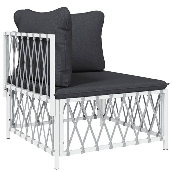 vidaXL 4 Piece Garden Lounge Set with Cushions White Steel