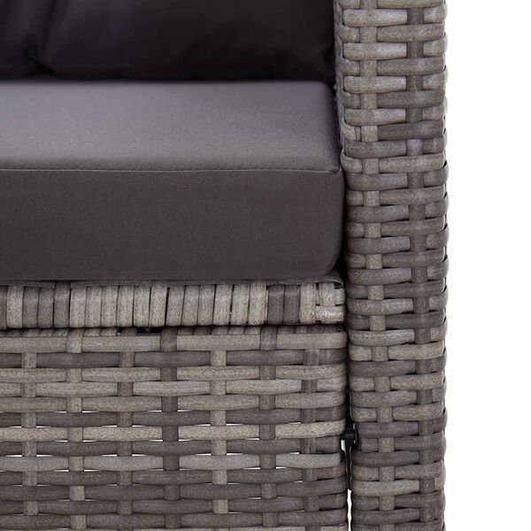 vidaXL 2-Seater Garden Sofa with Cushions Grey 124 cm Poly Rattan