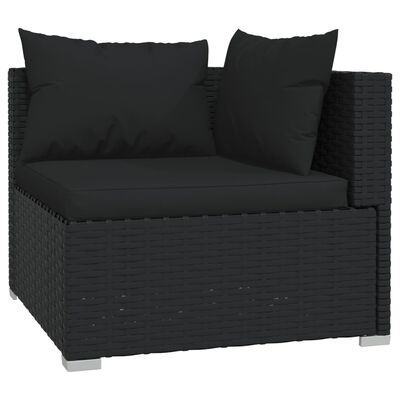 vidaXL 9 Piece Garden Lounge Set with Cushions Black Poly Rattan, black vidaXL 9 Piece Garden Lounge Set with Cushions Black Poly Rattan