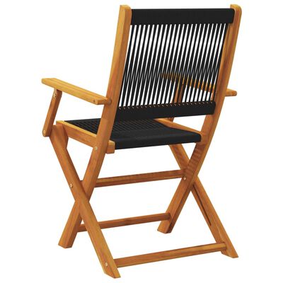 vidaXL Garden Chairs 2 pcs Black Solid Wood Acacia and Polypropylene