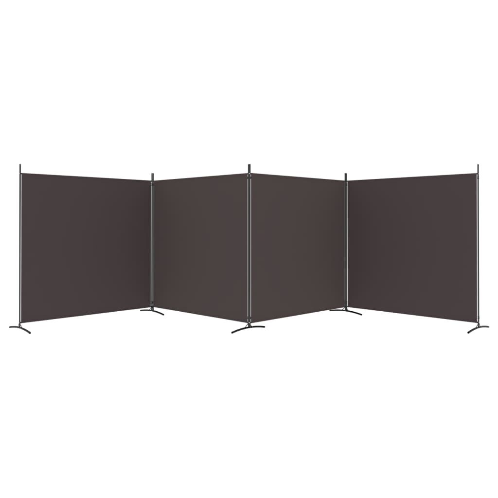 vidaXL 4-Panel Room Divider Brown 698x180 cm Fabric
