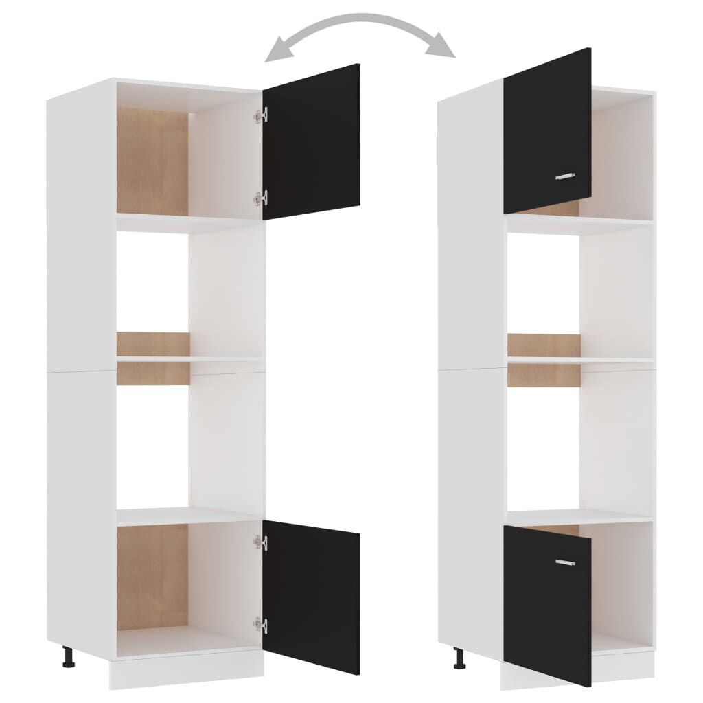 vidaXL Microwave Cabinet Lyon Black 60x57x207 cm Engineered Wood