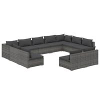 vidaXL 11 Piece Garden Lounge Set with Cushions Grey Poly Rattan