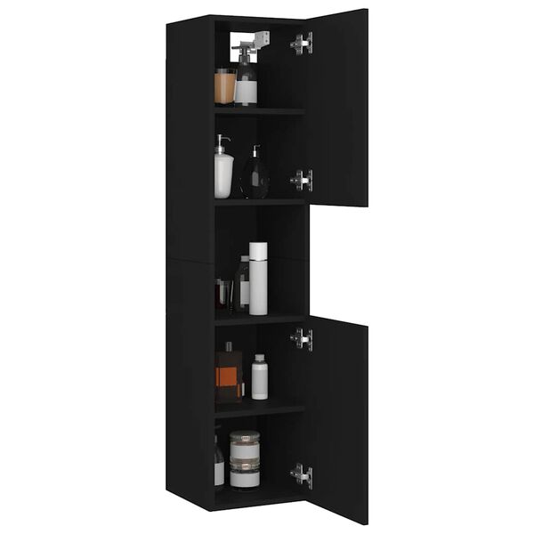 vidaXL Bathroom Cabinet Black 30x30x130 cm Engineered Wood