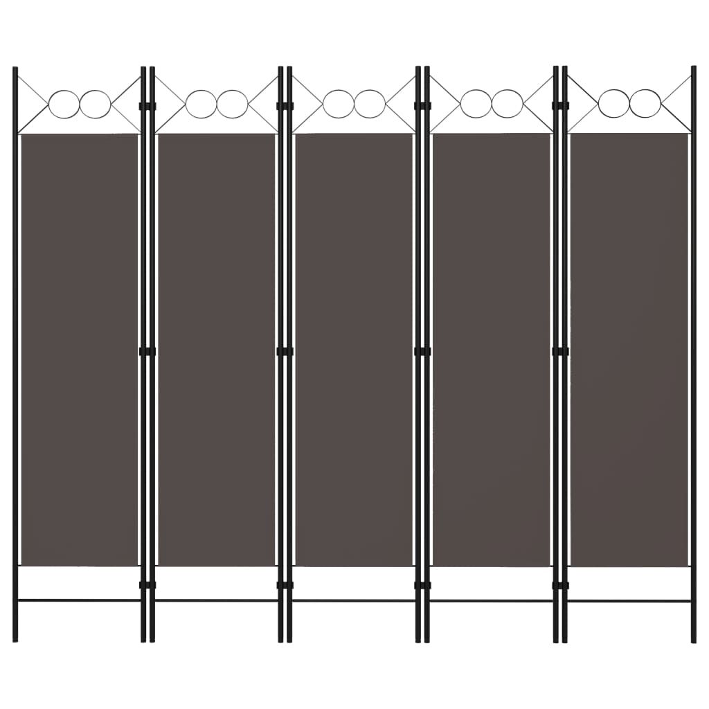 vidaXL 5-Panel Room Divider Anthracite 200x180 cm