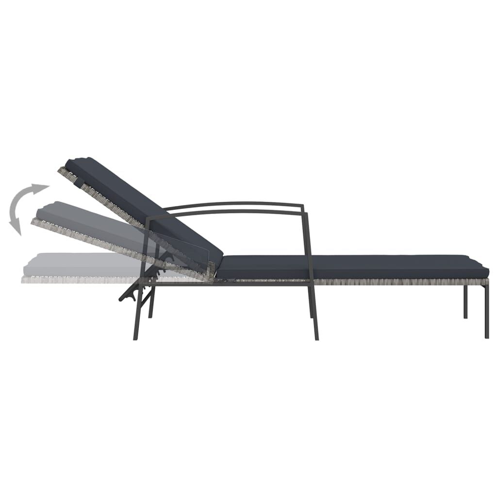 vidaXL Sun Loungers 2 pcs with Table Poly Rattan Grey