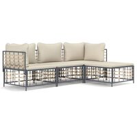 vidaXL 4 Piece Garden Lounge Set with Cushions Anthracite Poly Rattan,  vidaXL 4 Piece Garden Lounge Set with Cushions Anthracite Poly Rattan