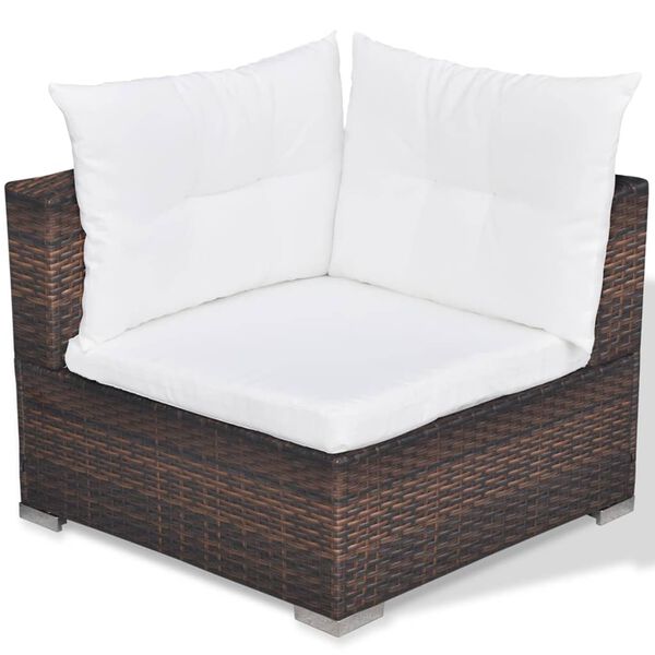 vidaXL 5 Piece Garden Lounge Set with Cushions Poly Rattan Brown
