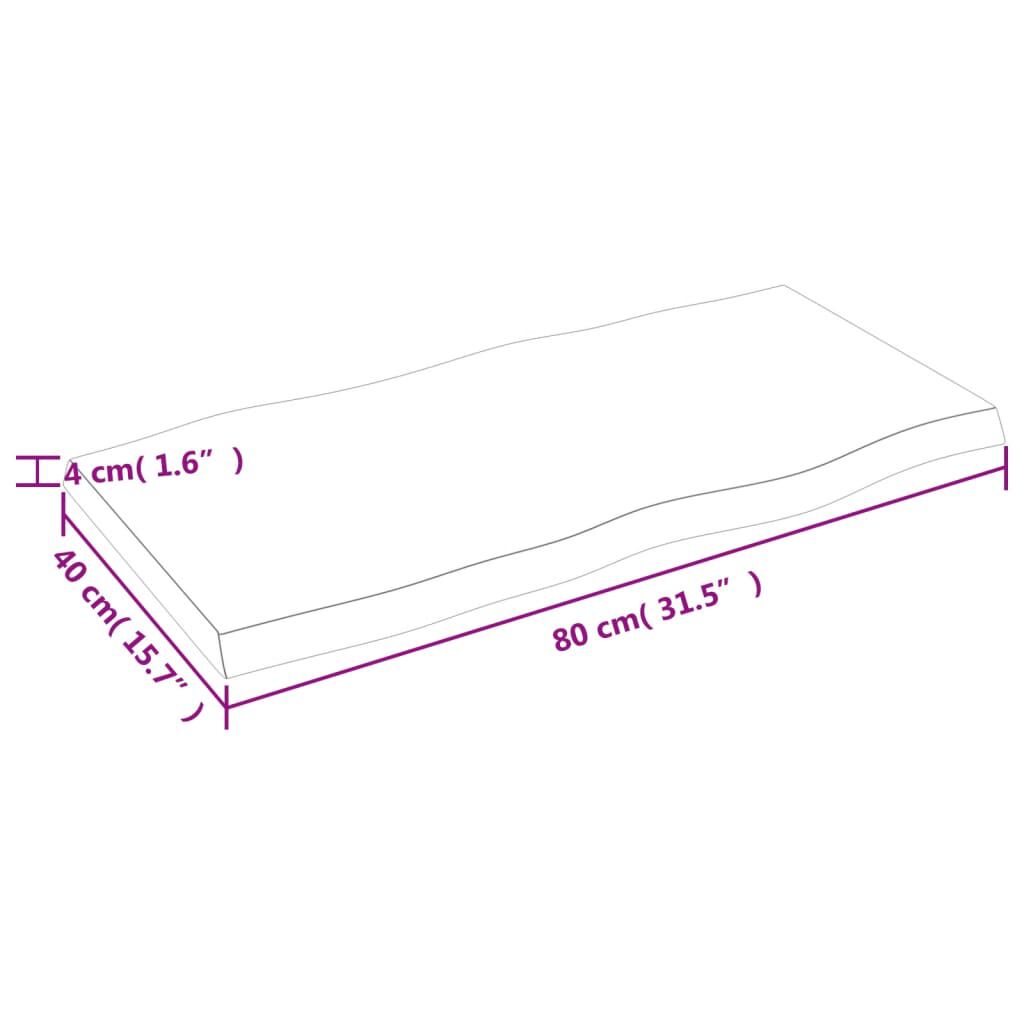 vidaXL Table Top Light Brown 80x40x(2-4) cm Treated Solid Wood Live Edge
