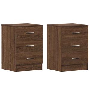 vidaXL Bedside Cabinets 2 pcs Brown Oak 38x35x56 cm Engineered Wood