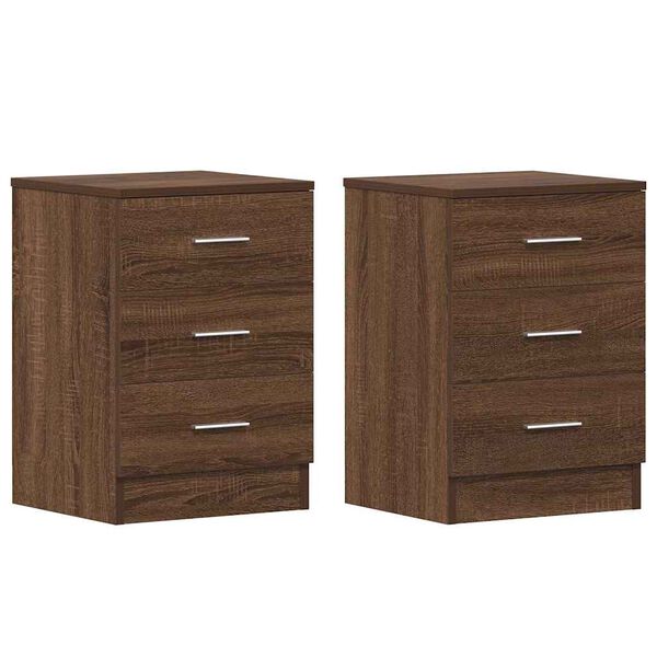 vidaXL Bedside Cabinets 2 pcs Brown Oak 38x35x56 cm Engineered Wood