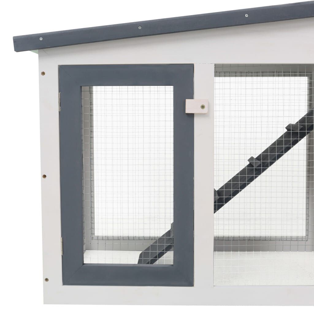 vidaXL Outdoor Large Rabbit Hutch Grey and White 204x45x85 cm Wood