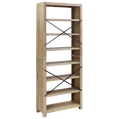vidaXL 7-Tier Bookcase 80x30x200 cm Solid Wood Acacia,  vidaXL 7-Tier Bookcase 80x30x200 cm Solid Wood Acacia