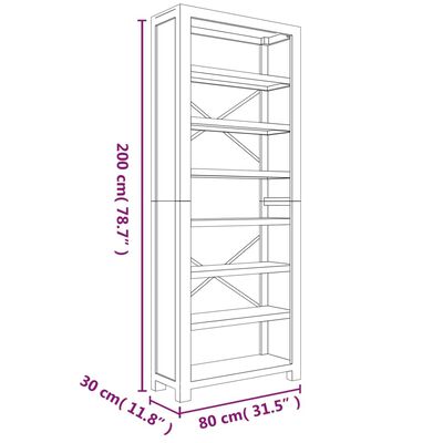 vidaXL 7-Tier Bookcase 80x30x200 cm Solid Wood Acacia,  vidaXL 7-Tier Bookcase 80x30x200 cm Solid Wood Acacia
