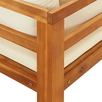 vidaXL Sun Lounger with 1 Armrest Cream White Solid Acacia Wood