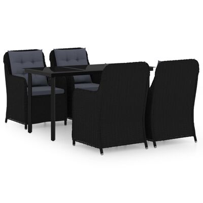 vidaXL 5 Piece Garden Dining Set Black, black vidaXL 5 Piece Garden Dining Set Black