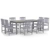 vidaXL 9 Piece Garden Dining Set Solid Wood Acacia Grey