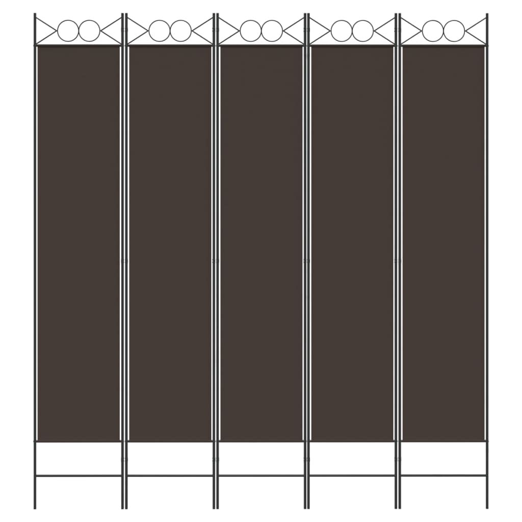 vidaXL 5-Panel Room Divider Brown 200x220 cm Fabric