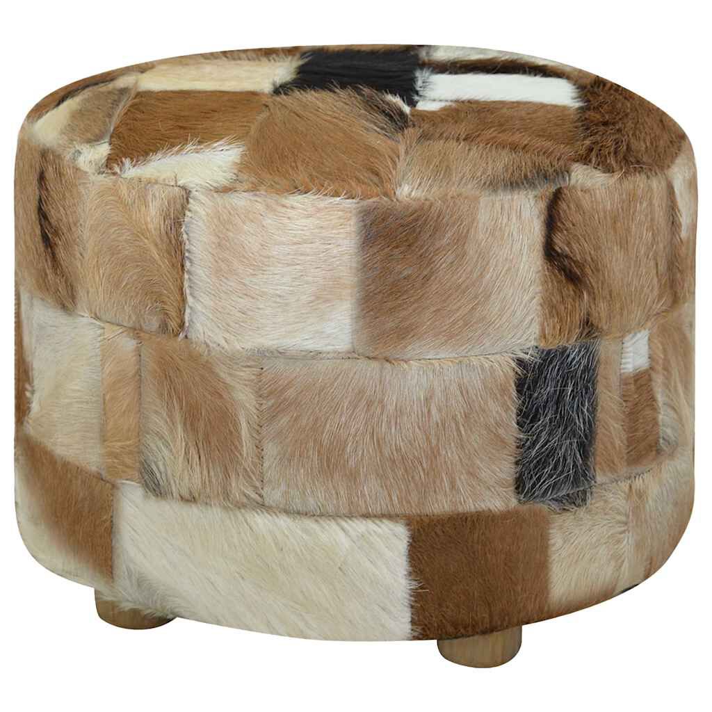 vidaXL Pouffe Genuine Leather Round 50x50x45 cm