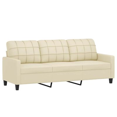vidaXL 3-Seater Sofa Cream 180 cm Faux Leather, cream vidaXL 3-Seater Sofa Cream 180 cm Faux Leather