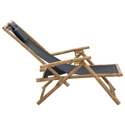 vidaXL Reclining Relaxing Chair Dark Grey Bamboo and Fabric, dark grey vidaXL Reclining Relaxing Chair Dark Grey Bamboo and Fabric