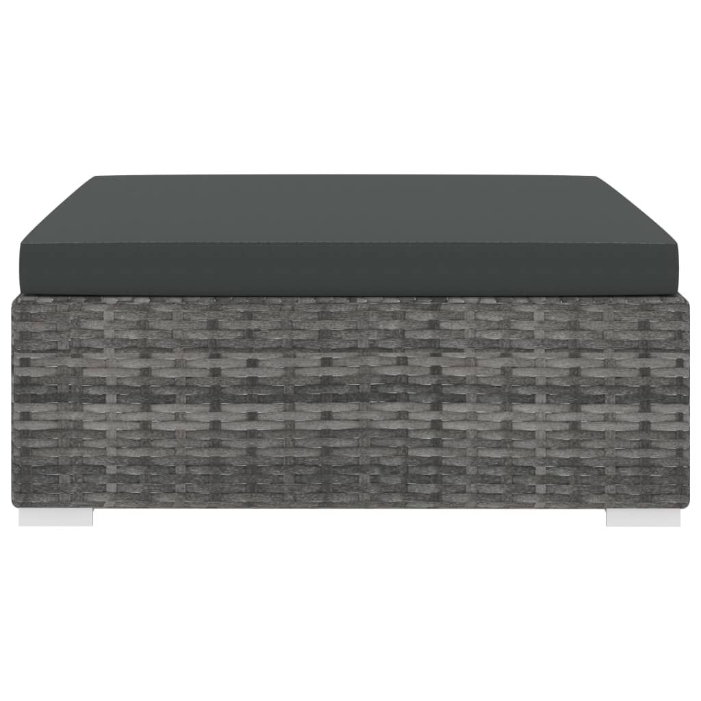 vidaXL Sectional Footrest 1 pc with Cushion Poly Rattan Grey