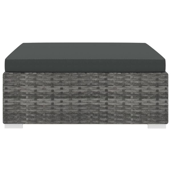 vidaXL Sectional Footrest 1 pc with Cushion Poly Rattan Grey