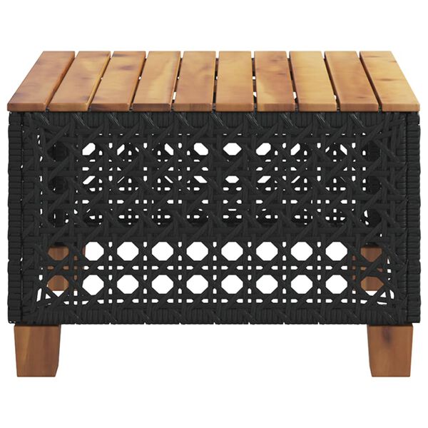 vidaXL Garden Table Black 55x55x36 cm Poly Rattan Acacia Wood