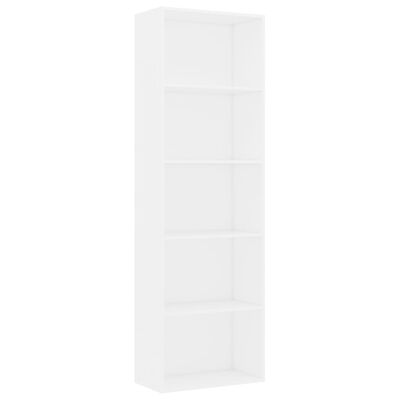 vidaXL 5-Tier Book Cabinet White 60x30x189 cm Engineered Wood, white vidaXL 5-Tier Book Cabinet White 60x30x189 cm Engineered Wood