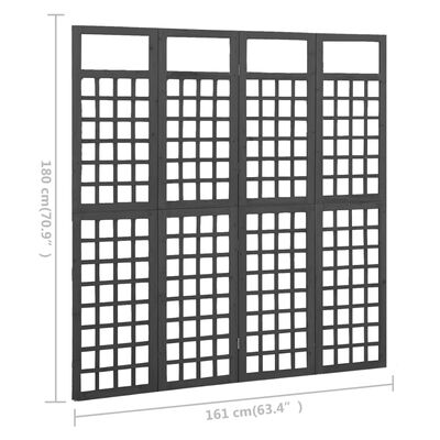 vidaXL 4-Panel Room Divider/Trellis Solid Fir Wood Black 161x180 cm, black vidaXL 4-Panel Room Divider/Trellis Solid Fir Wood Black 161x180 cm