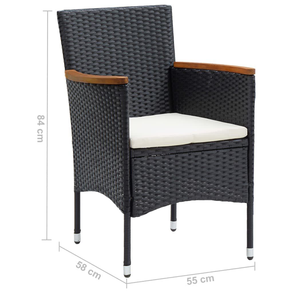 vidaXL 9 Piece Garden Dining Set with Cushions Poly Rattan Black