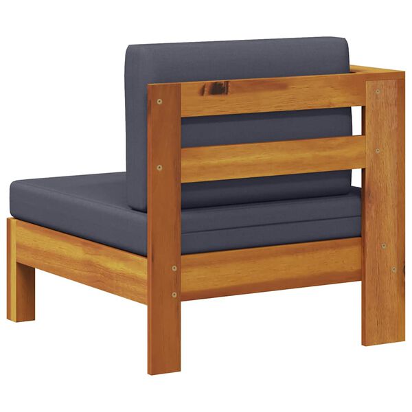 vidaXL Middle Sofa with 1 Armrest Dark Grey Solid Acacia Wood