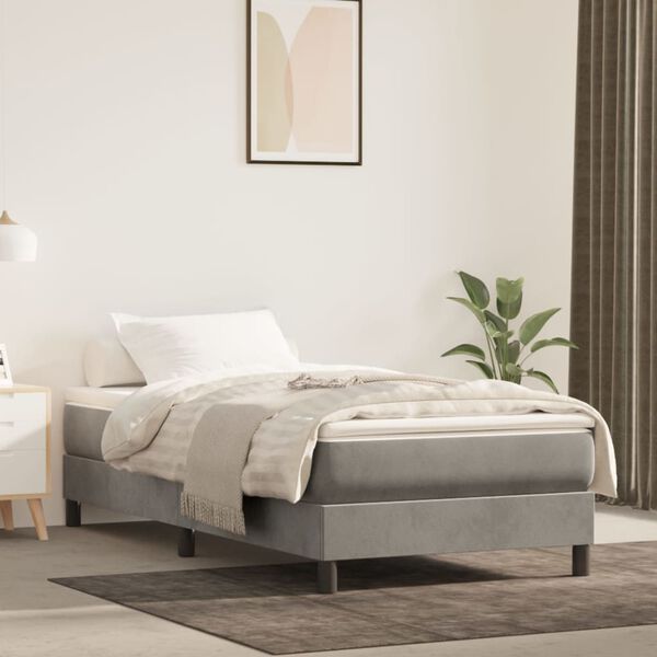 vidaXL Box Spring Bed Frame Light Grey 90x200 cm Velvet