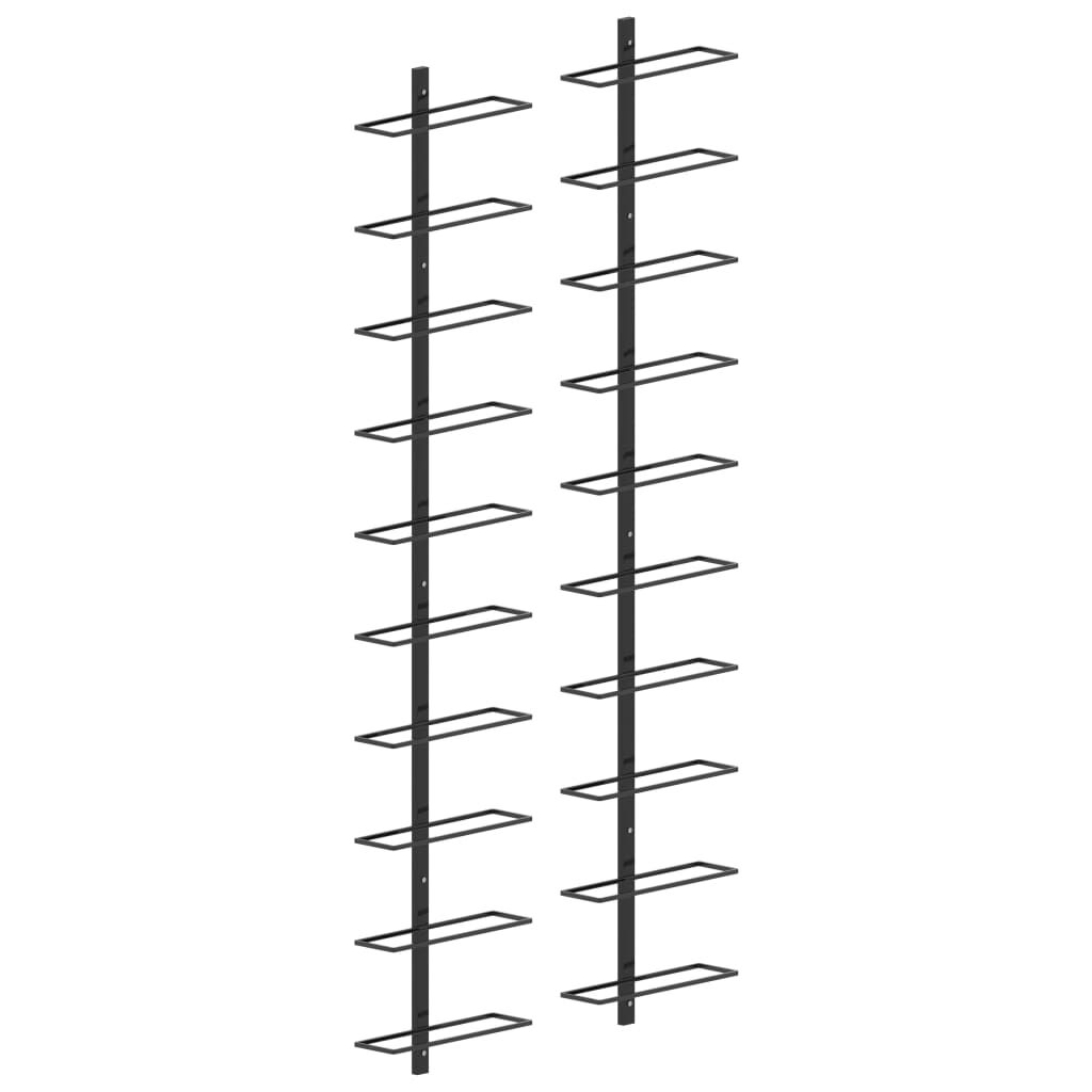 vidaXL Wall-mounted Wine Racks for 20 Bottles 2 pcs Black Metal