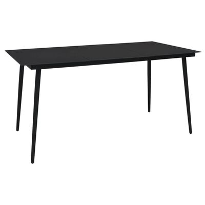 vidaXL Garden Dining Table Black 150x80x74 cm Steel and Glass,  vidaXL Garden Dining Table Black 150x80x74 cm Steel and Glass