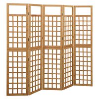 vidaXL 5-Panel Room Divider/Trellis Solid Fir Wood 201.5x180 cm, brown vidaXL 5-Panel Room Divider/Trellis Solid Fir Wood 201.5x180 cm
