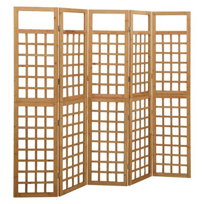 vidaXL 5-Panel Room Divider/Trellis Solid Fir Wood 201.5x180 cm, brown vidaXL 5-Panel Room Divider/Trellis Solid Fir Wood 201.5x180 cm