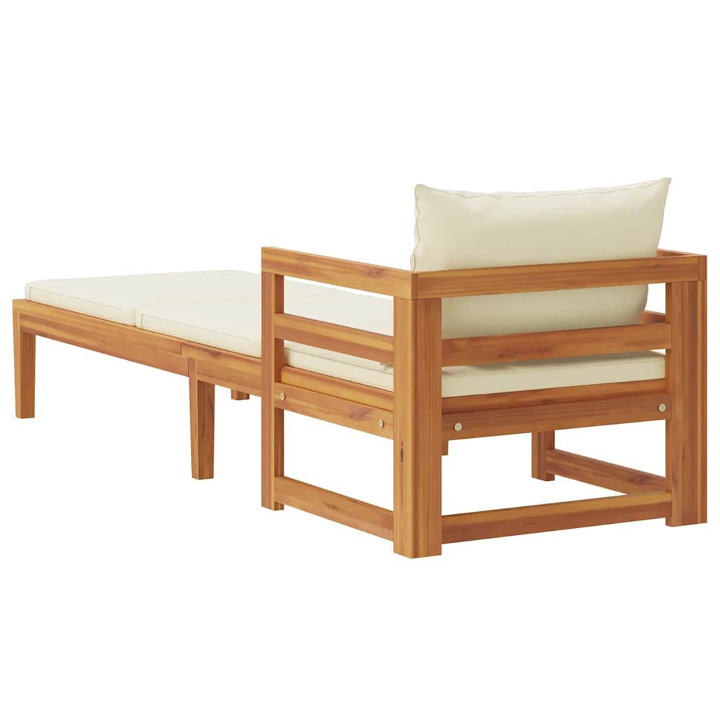 vidaXL Sun Lounger with Cream White Cushions Solid Acacia Wood