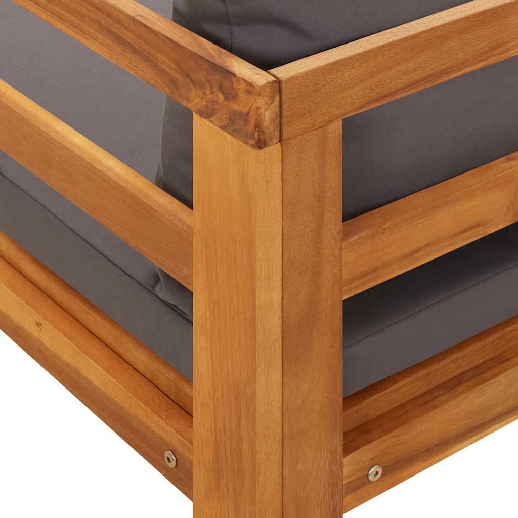 vidaXL Sun Lounger with Dark Grey Cushions Solid Acacia Wood