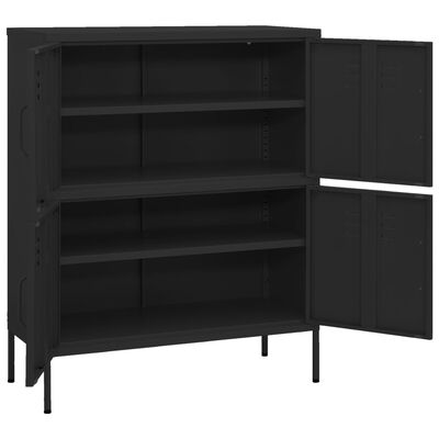 vidaXL Storage Cabinet Black 80x35x101.5 cm Steel, black vidaXL Storage Cabinet Black 80x35x101.5 cm Steel