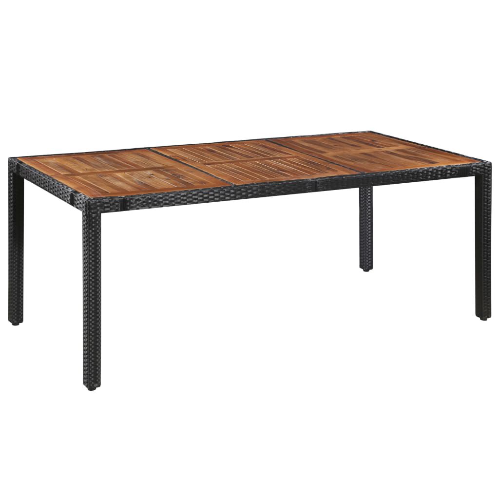 vidaXL 9 Piece Outdoor Dining Set Poly Rattan and Acacia Wood Black