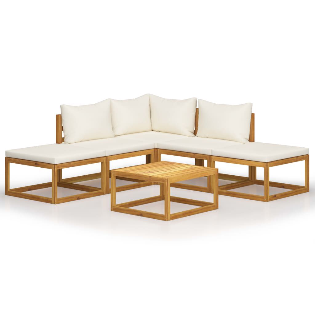 vidaXL 6 Piece Garden Lounge Set with Cushions Solid Acacia Wood