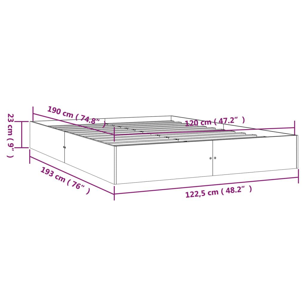 vidaXL Bed Frame without Mattress Honey Brown Solid Wood 120x190 cm Small Double