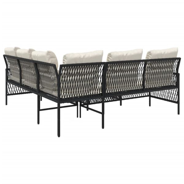 vidaXL 2 Piece Garden Sofa Set with Cushions Black Poly Rattan