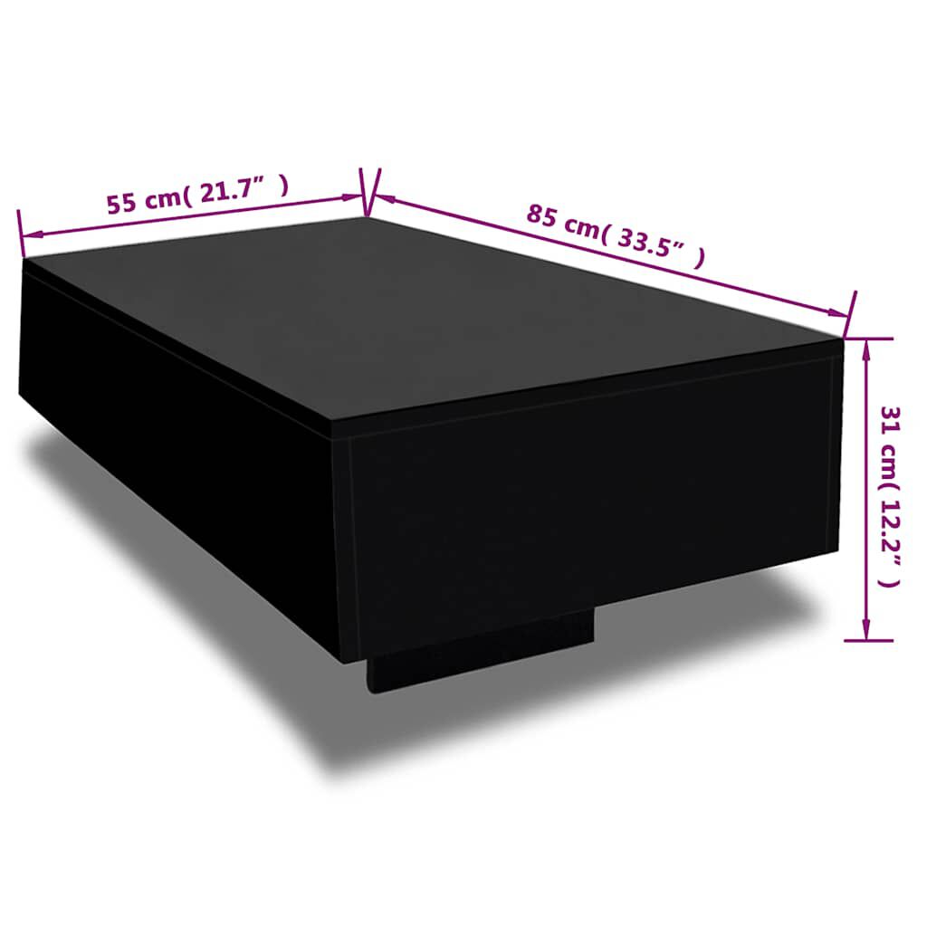 vidaXL Coffee Table High Gloss Black, black vidaXL Coffee Table High Gloss Black