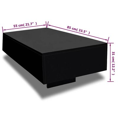 vidaXL Coffee Table High Gloss Black, black vidaXL Coffee Table High Gloss Black