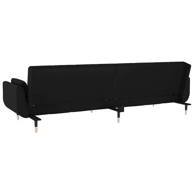 vidaXL 2-Seater Sofa Bed with Two Pillows Black Velvet, black vidaXL 2-Seater Sofa Bed with Two Pillows Black Velvet