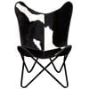 vidaXL Butterfly Chair Black and White Real Cowhide Leather