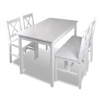 vidaXL 5 Piece Dining Set White, white vidaXL 5 Piece Dining Set White