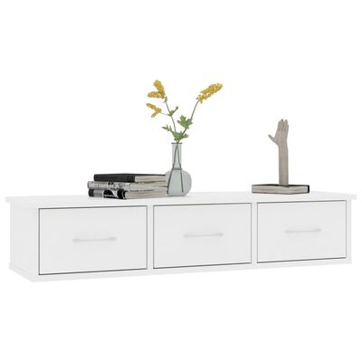 vidaXL Wall-mounted Drawer Shelf White 88x26x18.5 cm Engineered Wood, white vidaXL Wall-mounted Drawer Shelf White 88x26x18.5 cm Engineered Wood